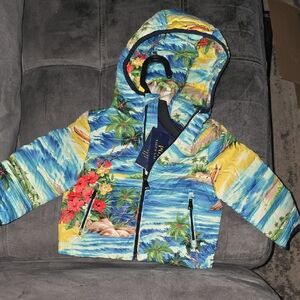 Colorful Tropical Print Hooded Jacket